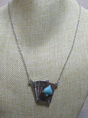 Hippie by JolliMolli Western Four Aces Gambler Necklace - JN1438-SBTQS